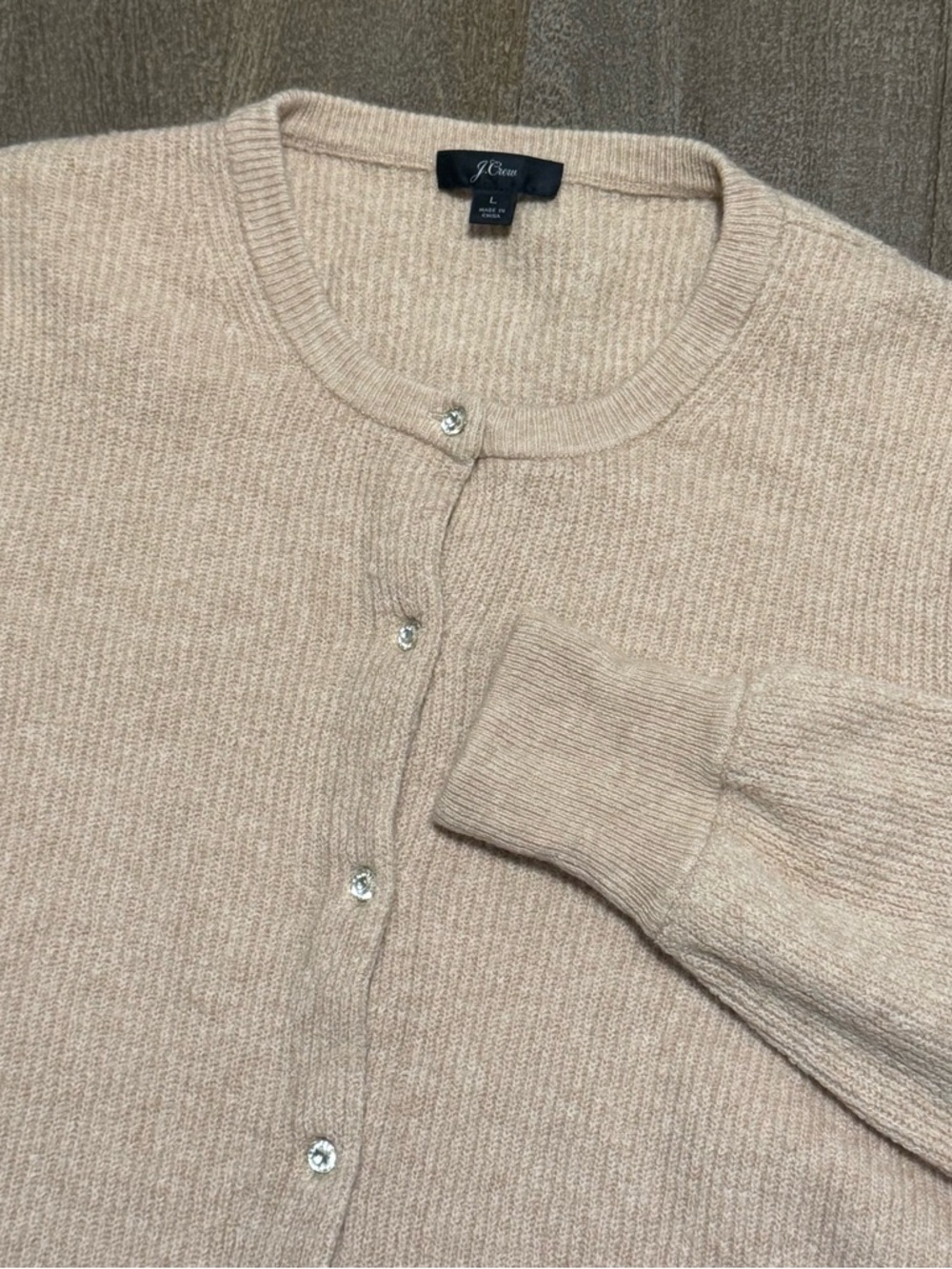 Women’s J Crew Puff Sleeve Cardigan Wool/Alpaca Tan Size Large